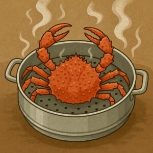 집에서 즐기는 겨울 대게 제철 대게찜 조리 과정 일러스트