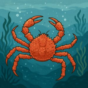 동해 깊은 바다를 헤엄치는 자연산 제철 대게 모습 일러스트
