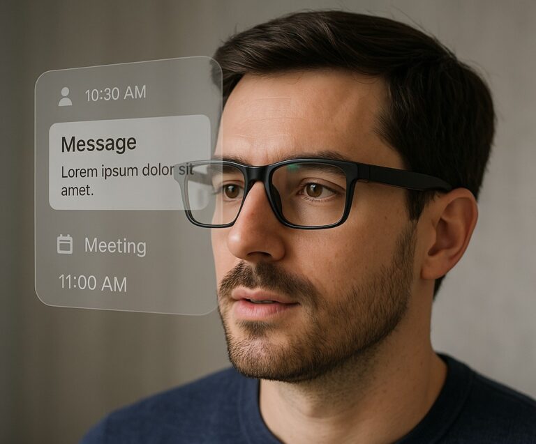 구글 AI 스마트안경 사용 예시 장면 홀로그램 알림과 메시지 기능