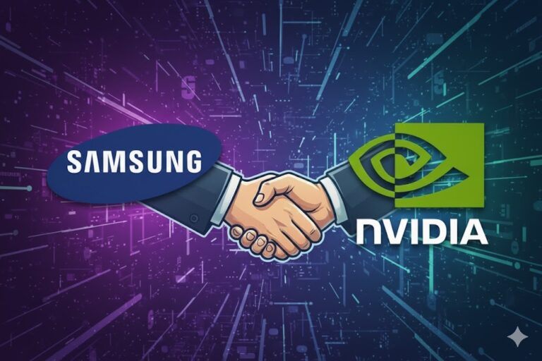 삼성전자 엔비디아 HBM4 협력 관계를 표현한 일러스트, AI 메모리 공급 협업 상징 대표 이미지