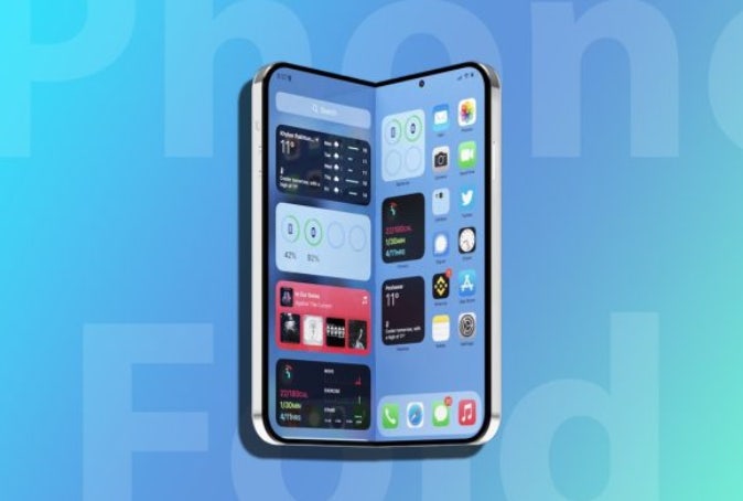 iOS 인터페이스가 적용된 애플 폴더블 아이폰 iPhone Fold 콘셉트 렌더링