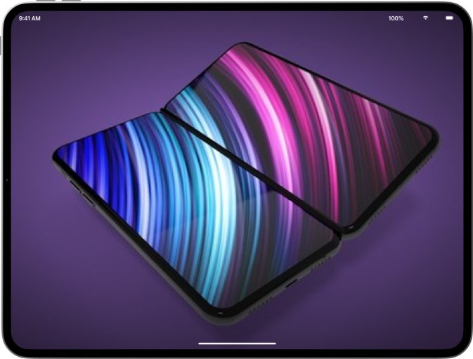 이중 화면 레이아웃을 갖춘 애플 iPhone Fold 디스플레이 콘셉트 이미지