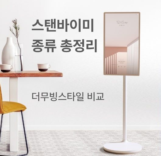 LG 스탠바이미 종류 총정리 썸네일 이미지, 실내 배치된 이동식 스탠드 TV