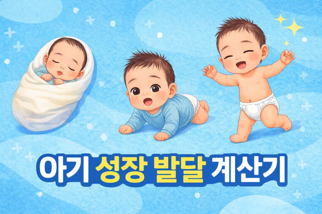 아기 성장 발달 과정을 표현한 일러스트 이미지