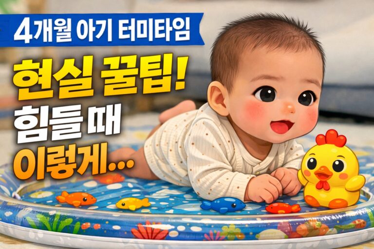 4개월 아기 터미타임 현실 꿀팁 썸네일 일러스트