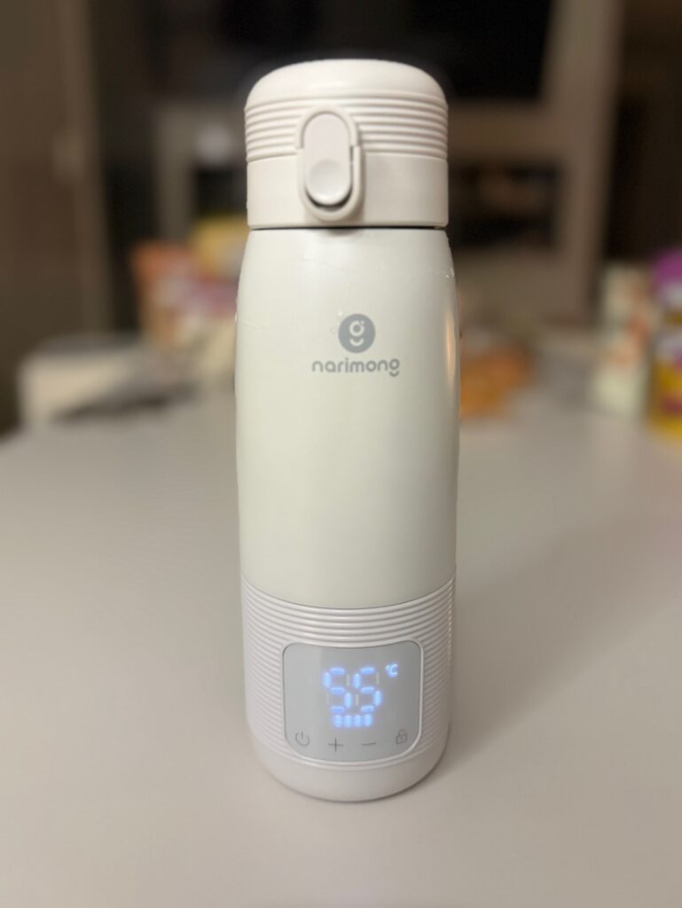 나리몽 휴대용 분유포트 온도 표시 55도 설정 화면